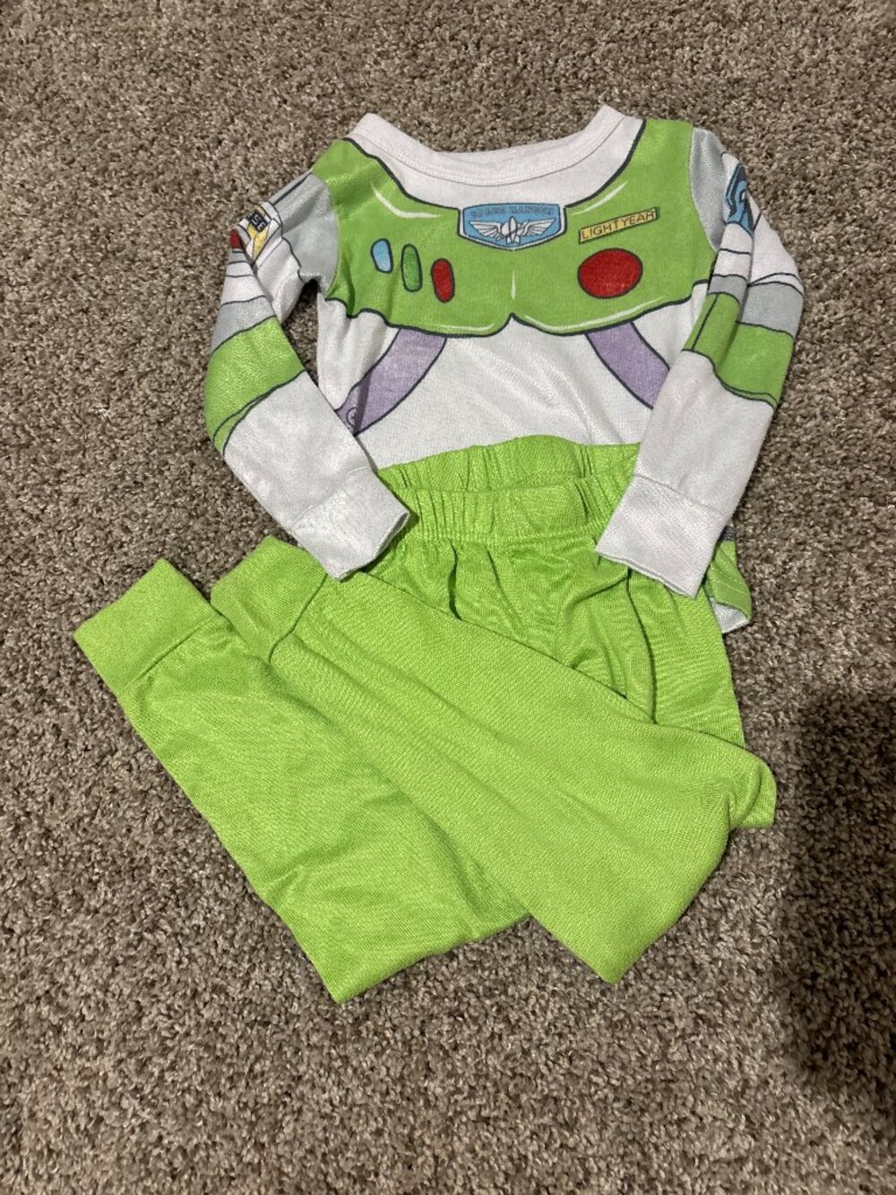 Toy Story Buzz lightyear pajama set toddler boys size 4T green white long sleeve
